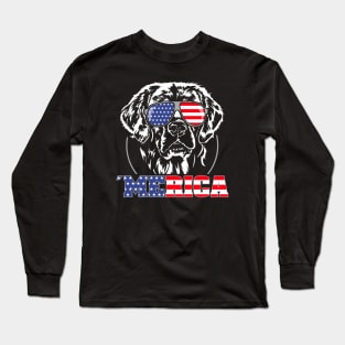 Proud Golden Retriever American Flag Merica dog Long Sleeve T-Shirt